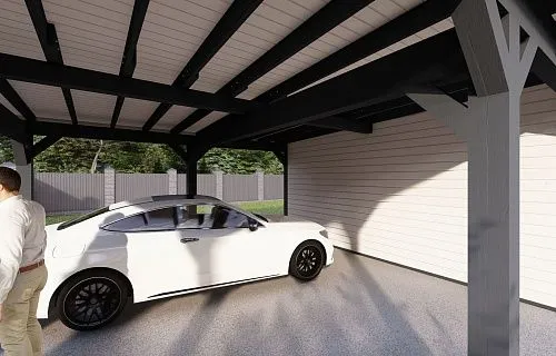 Навес для двух машин с хозблоком ФЛЭТ 1.0 — Фото 6