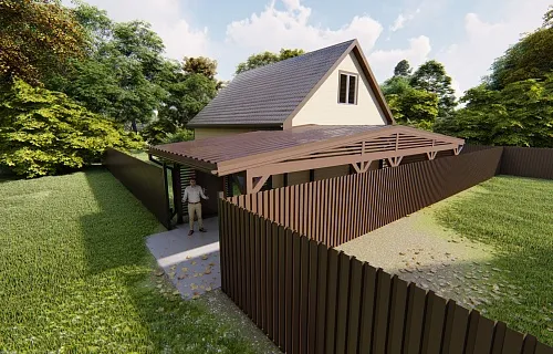 Навес для двух автомобилей с хозблоком КОЛОРАДО — Фото 2