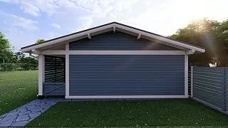 Навес для трех авто с хозблоком СОНАТА - миниатюра