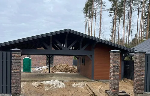 Навес для двух машин с хозблоком ВИКИНГ — Фото 14