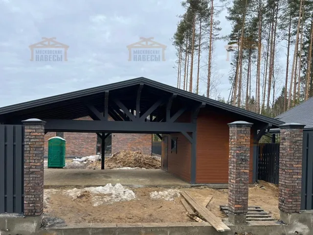 Навес для двух машин с хозблоком ВИКИНГ — Фото 14