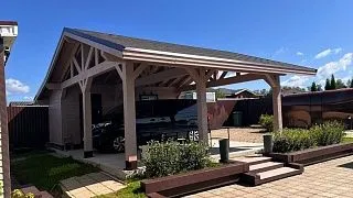 Навес для двух автомобилей с хозблоком КАРЕЛИЯ - миниатюра