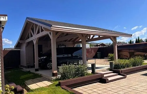 Навес для двух автомобилей с хозблоком КАРЕЛИЯ — Фото 3