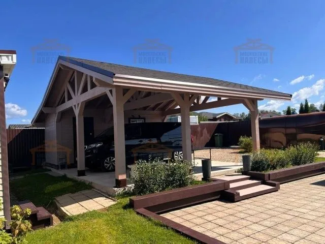 Навес для двух автомобилей с хозблоком КАРЕЛИЯ — Фото 3