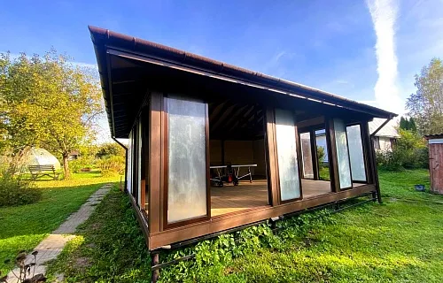 Застекленная беседка с хозблоками ТЕСЛА — Фото 2