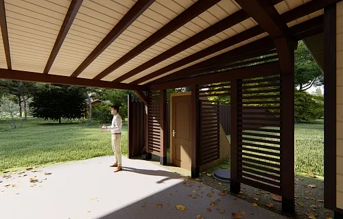 Навес для двух автомобилей с хозблоком КОЛОРАДО — Фото 3