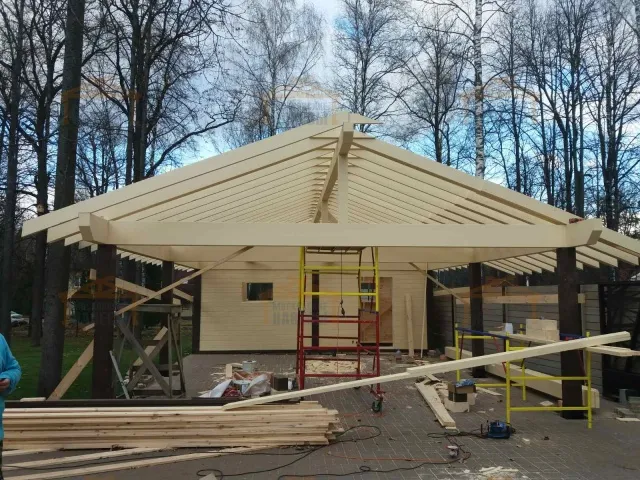 Деревянный навес для двух авто НОВОГОРСКИЙ — Фото 6