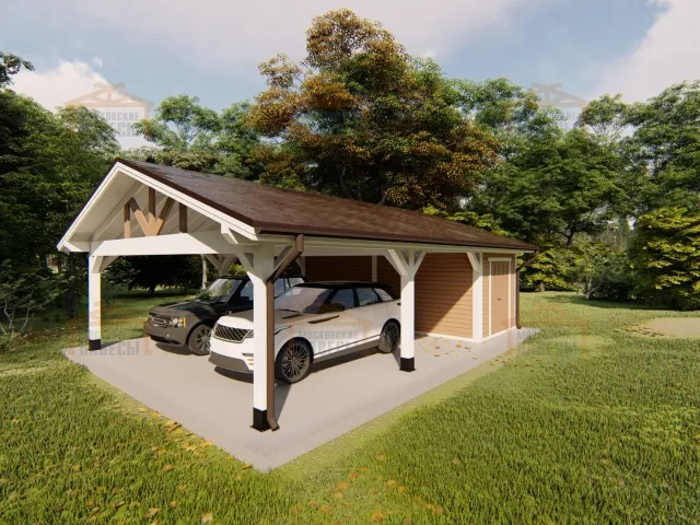 Навес для двух машин с хозблоком РИВЬЕРА 2.0 — Фото 9