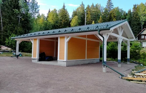 Навес для двух автомобилей с гаражом ТАЕЖНЫЙ — Фото 3