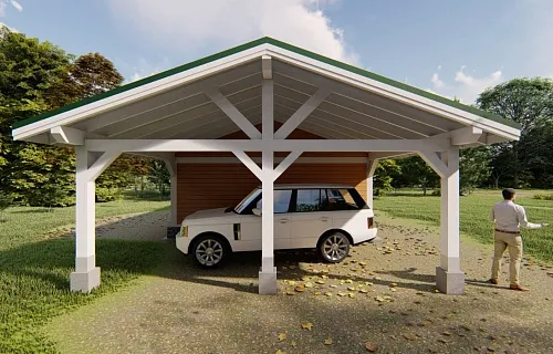 Навес для двух автомобилей с гаражом ТАЕЖНЫЙ — Фото 7