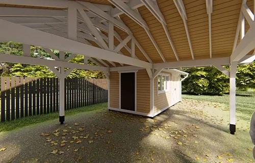 Навес для двух машин с хозблоком СПУТНИК — Фото 3