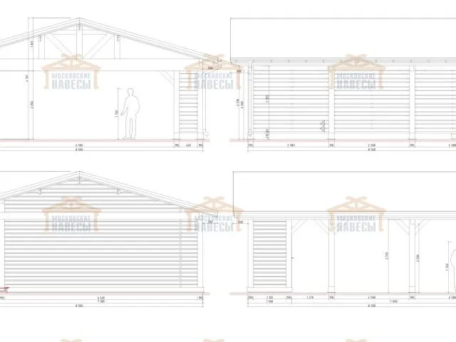 Навес для трех авто с хозблоком СОНАТА — Фото 10