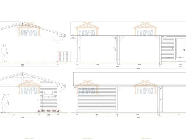 Навес для трех машин c хозблоком ТРИО XL — Фото 8