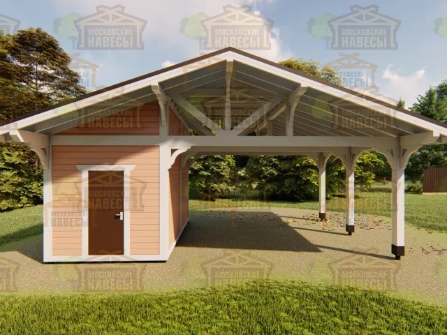 Навес для двух автомобилей с хозблоком КОНСУЛ 2.0 — Фото 6