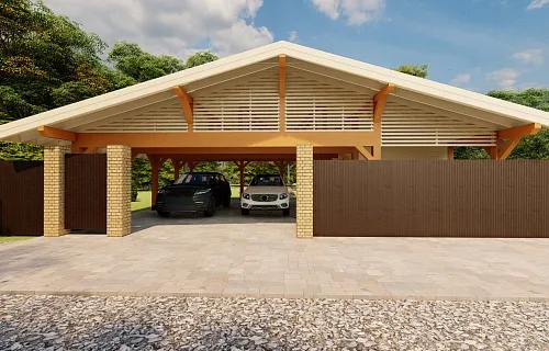 Навес для двух машин с хозблоком ВИКИНГ 2.0 — Фото 9