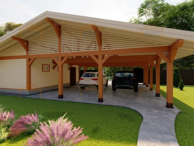 Навес для двух машин с хозблоком ВИКИНГ 2.0 — Фото 10