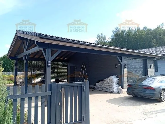 Навес для двух авто с хозблоком ПАРКВИЛЛЬ — Фото 3