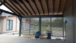 Навес для двух авто с хозблоком ПАРКВИЛЛЬ - миниатюра