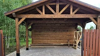 Навес для двух авто с хозблоком ЮПИТЕР - миниатюра