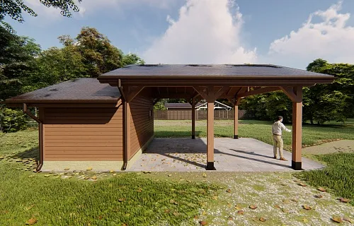 Навес для двух авто с хозблоком ЮПИТЕР — Фото 6