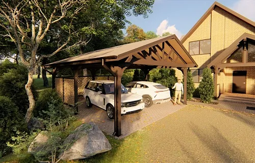 Деревянный навес для машин с перголами ЭДЕМ — Фото 10