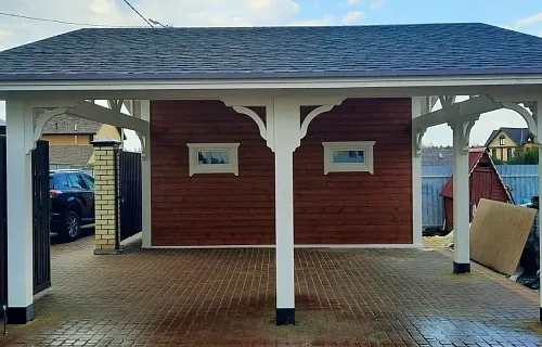 Навес для двух автомобилей с хозблоком БАВАРИЯ — Фото 6