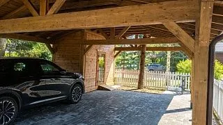 Навес для трех машин c хозблоком ТРИО XL - миниатюра