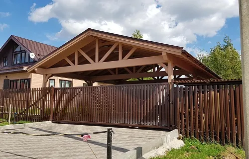 Деревянный навес для двух авто СМАРТВИЛЛЬ — Фото 2