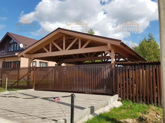 Деревянный навес для двух авто СМАРТВИЛЛЬ — Фото 2