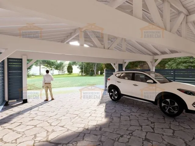 Навес для трех авто с хозблоком СОНАТА — Фото 8