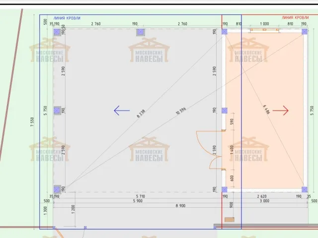 Навес для двух машин с хозблоком КОНАКОВО 3.0 — Фото 6