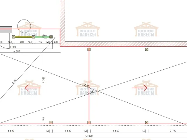 Навес для двух автомобилей с хозблоком КОЛОРАДО — Фото 8