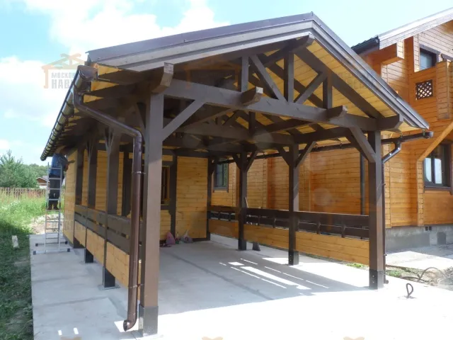 Навес для двух машин с хозблоком ГОРКИ — Фото 5