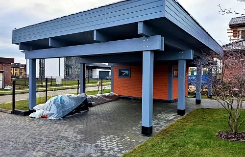 Навес для автомобилей с хозблоком ФАХВЕРК — Фото 2