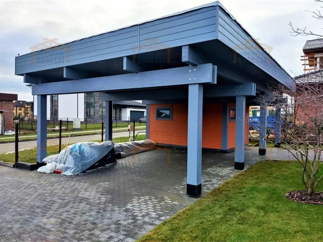 Навес для автомобилей с хозблоком ФАХВЕРК — Фото 2