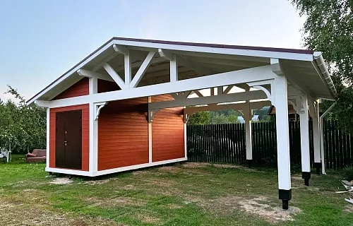 Навес для двух автомобилей с хозблоком БАВАРИЯ MAXI — Фото 5