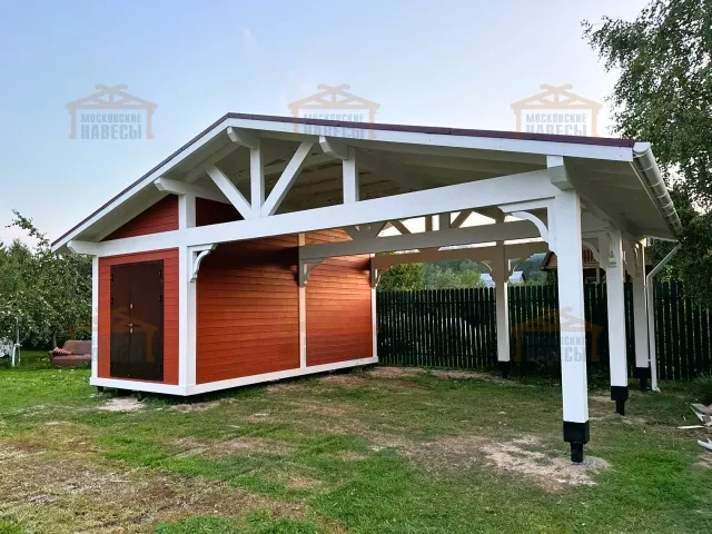 Навес для двух автомобилей с хозблоком БАВАРИЯ MAXI — Фото 5