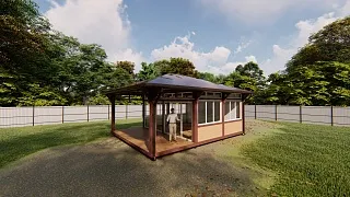 Застекленная беседка ГРАФСКАЯ ПРИСТАНЬ 3.0 - миниатюра