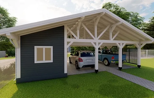 Навес для двух машин с хозблоком ВИКИНГ — Фото 9