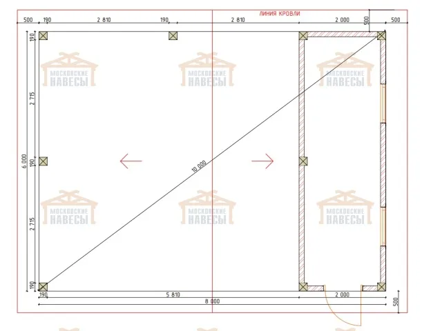 Навес для двух автомобилей с хозблоком БАВАРИЯ — Фото 10