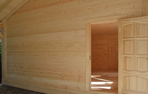 Деревянный навес для двух машин с каркасным домиком ОЛИМП — Фото 4