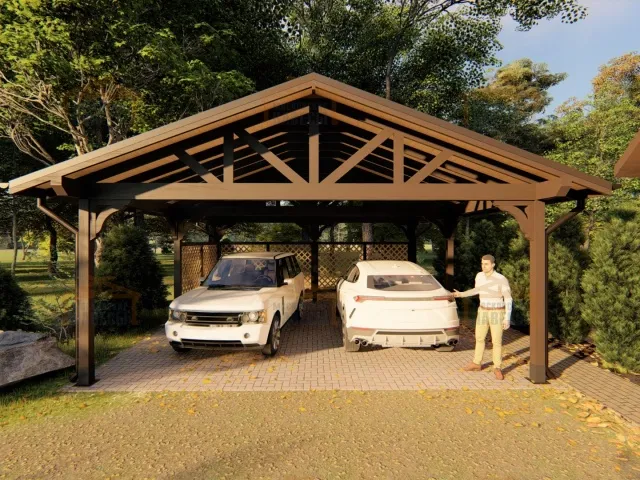 Деревянный навес для машин с перголами ЭДЕМ — Фото 11