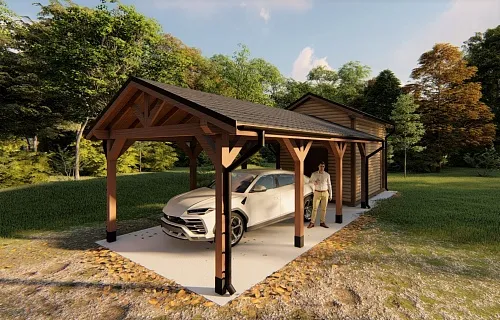 Навес для двух автомобилей с хозблоком БАЛАТОН — Фото 6