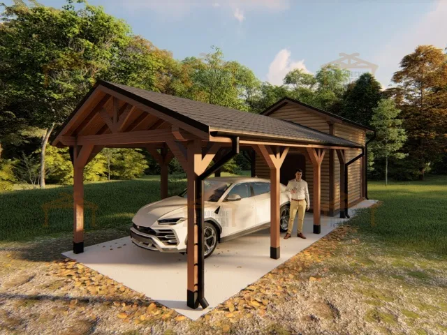 Навес для двух автомобилей с хозблоком БАЛАТОН — Фото 6