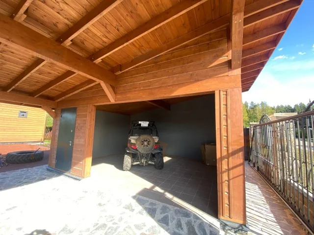 Навес для двух машин с хозблоком ОРЕГОН — Фото 5