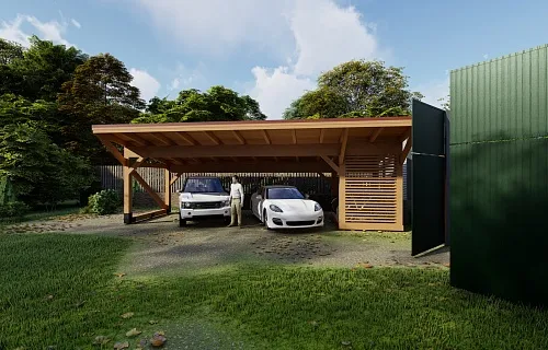 Деревянный навес для двух авто НИКОЛИНСКИЙ — Фото 7