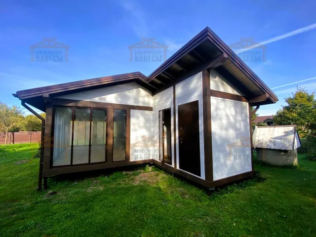 Застекленная беседка с хозблоками ТЕСЛА — Фото 6