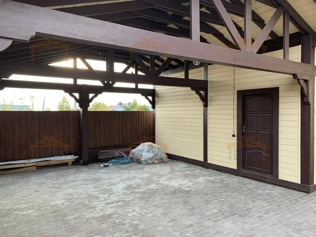 Навес для двух автомобилей с хозблоком БАВАРИЯ — Фото 9