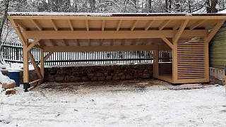 Деревянный навес для двух авто НИКОЛИНСКИЙ - миниатюра