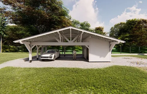 Навес для двух машин с хозблоком ВИКИНГ — Фото 4